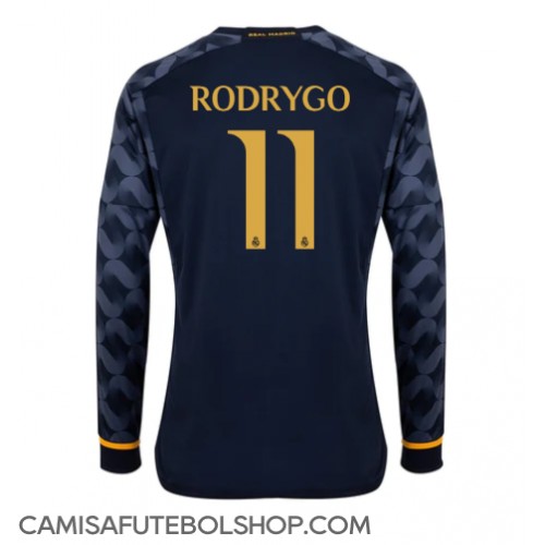 Camisa de time de futebol Real Madrid Rodrygo Goes #11 Replicas 2º Equipamento 2023-24 Manga Comprida